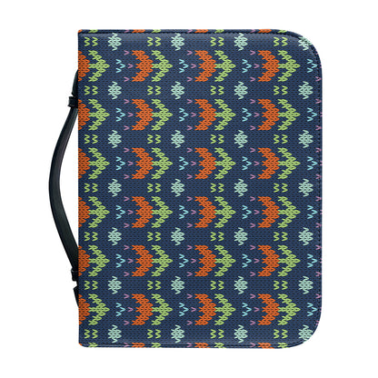 Flower Knitted Pattern Print Leather Bible Cover