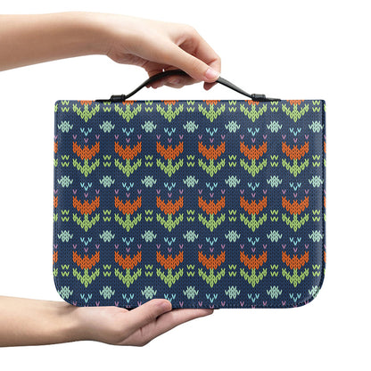 Flower Knitted Pattern Print Leather Bible Cover