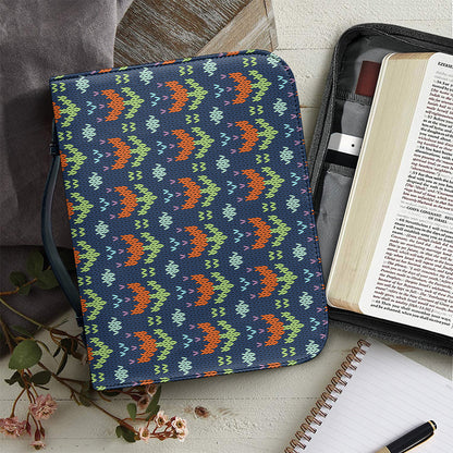 Flower Knitted Pattern Print Leather Bible Cover