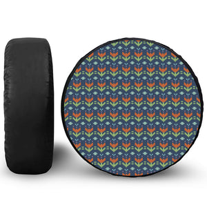 Flower Knitted Pattern Print Leather Spare Tire Cover