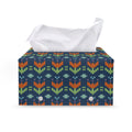 Flower Knitted Pattern Print Leather Tissue Box Cover