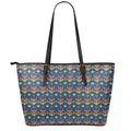 Flower Knitted Pattern Print Leather Tote Bag With Zipper