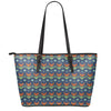 Flower Knitted Pattern Print Leather Tote Bag