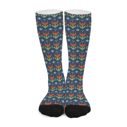 Flower Knitted Pattern Print Long Socks