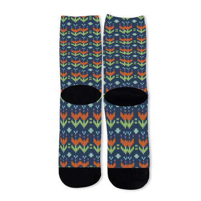 Flower Knitted Pattern Print Long Socks