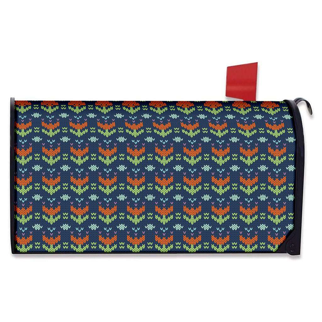 Flower Knitted Pattern Print Mailbox Cover