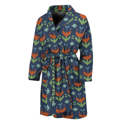 Flower Knitted Pattern Print Men's Bathrobe