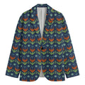 Flower Knitted Pattern Print Men's Blazer