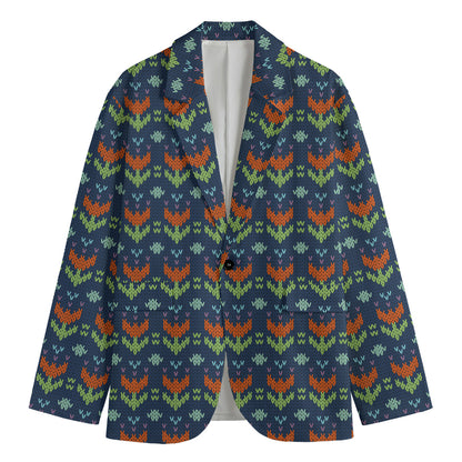 Flower Knitted Pattern Print Men's Blazer