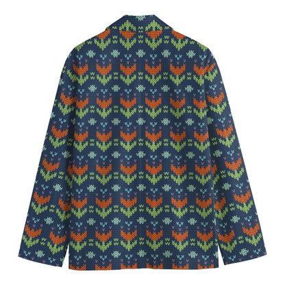 Flower Knitted Pattern Print Men's Blazer