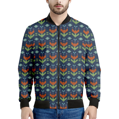 Flower Knitted Pattern Print Men's Bomber Jacket