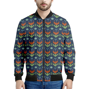 Flower Knitted Pattern Print Men's Bomber Jacket