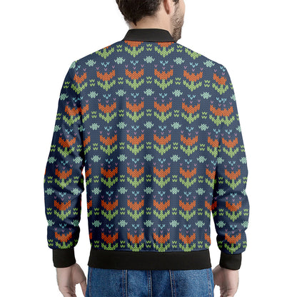 Flower Knitted Pattern Print Men's Bomber Jacket