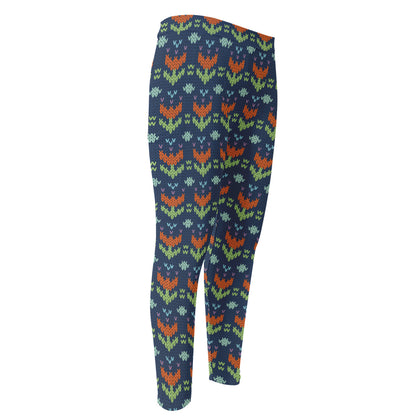 Flower Knitted Pattern Print Men's Compression Pants