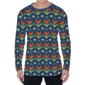 Flower Knitted Pattern Print Men's Long Sleeve T-Shirt