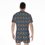 Flower Knitted Pattern Print Men's Rompers