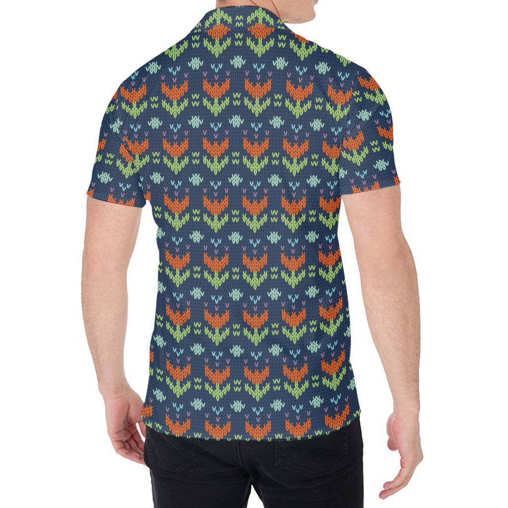 Flower Knitted Pattern Print Men's Shirt