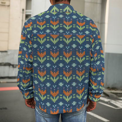 Flower Knitted Pattern Print Men's Shirt Jacket