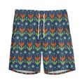 Flower Knitted Pattern Print Men's Athletic Shorts