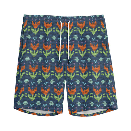 Flower Knitted Pattern Print Men's Sports Shorts