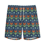 Flower Knitted Pattern Print Men's Sports Shorts