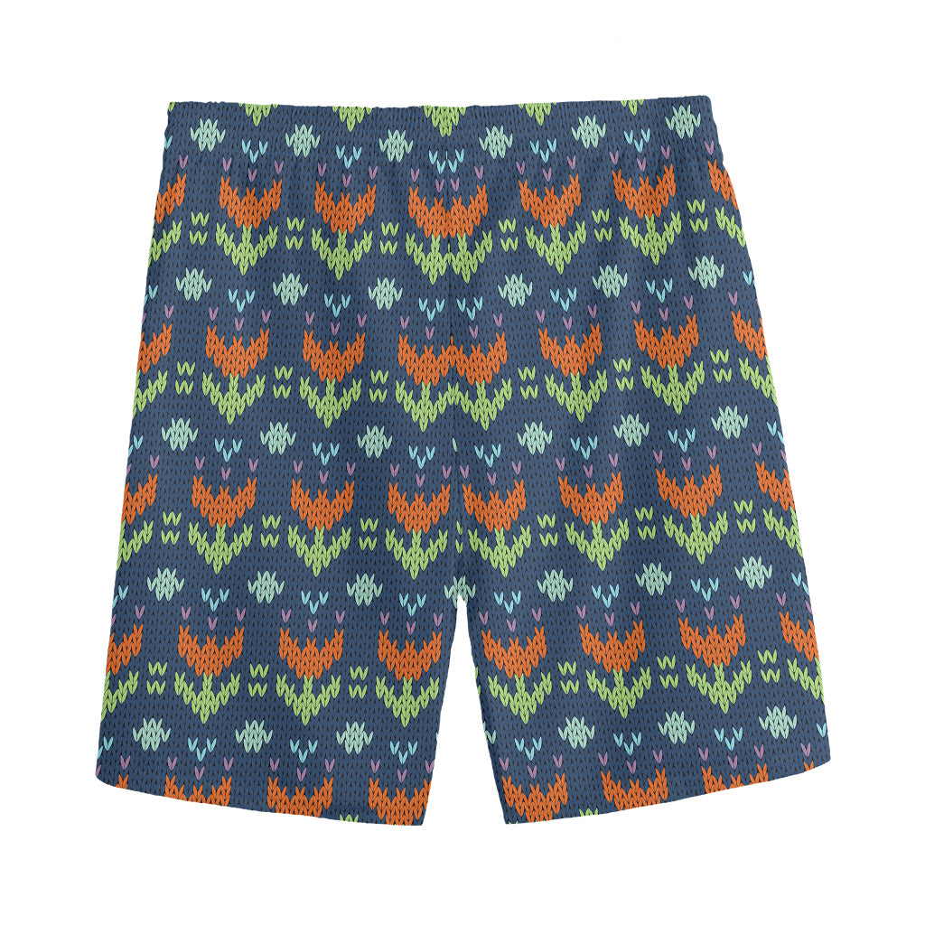 Flower Knitted Pattern Print Men's Sports Shorts