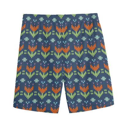 Flower Knitted Pattern Print Men's Sports Shorts