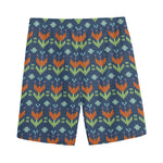 Flower Knitted Pattern Print Men's Sports Shorts