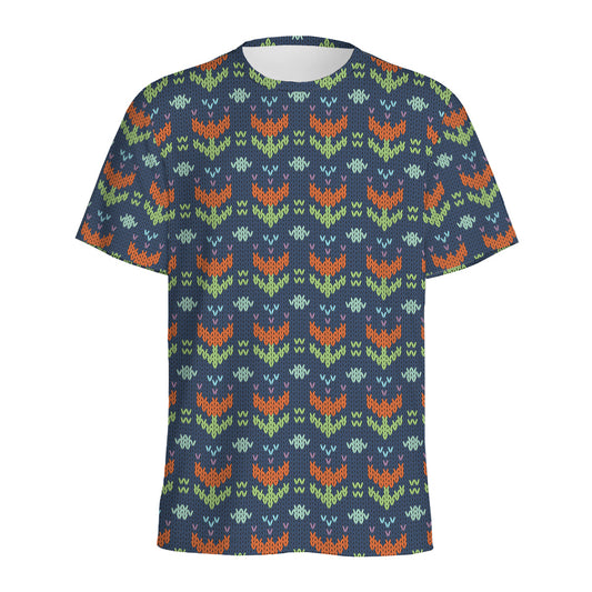 Flower Knitted Pattern Print Men's Sports T-Shirt