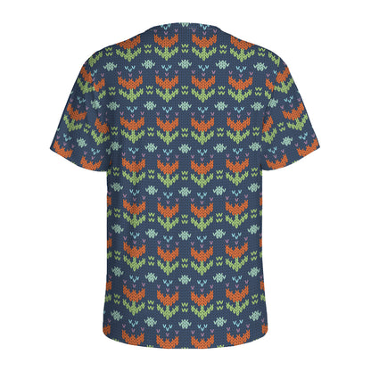 Flower Knitted Pattern Print Men's Sports T-Shirt