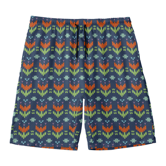 Flower Knitted Pattern Print Men's Swim Trunks