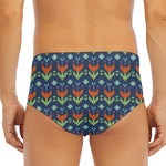 Flower Knitted Pattern Print Men's Triangle Swim Briefs