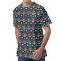 Flower Knitted Pattern Print Men's Velvet T-Shirt