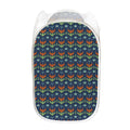Flower Knitted Pattern Print Mesh Laundry Hamper