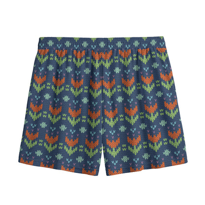 Flower Knitted Pattern Print Mesh Shorts