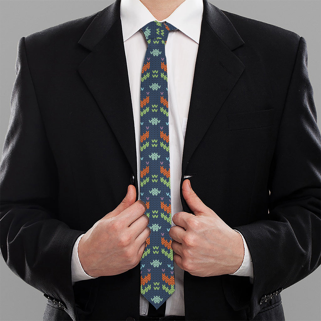 Flower Knitted Pattern Print Necktie