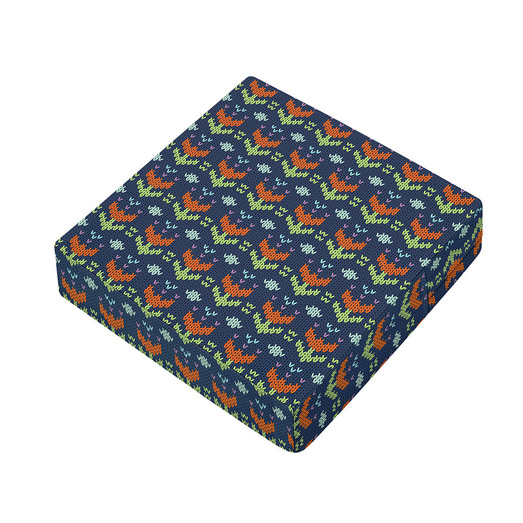 Flower Knitted Pattern Print Outdoor Seat Cushion Cover