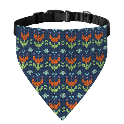 Flower Knitted Pattern Print Over The Collar Dog Bandana
