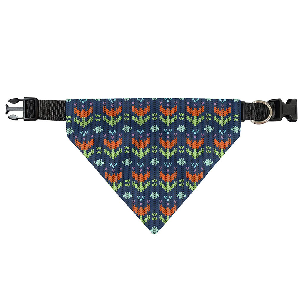 Flower Knitted Pattern Print Over The Collar Dog Bandana