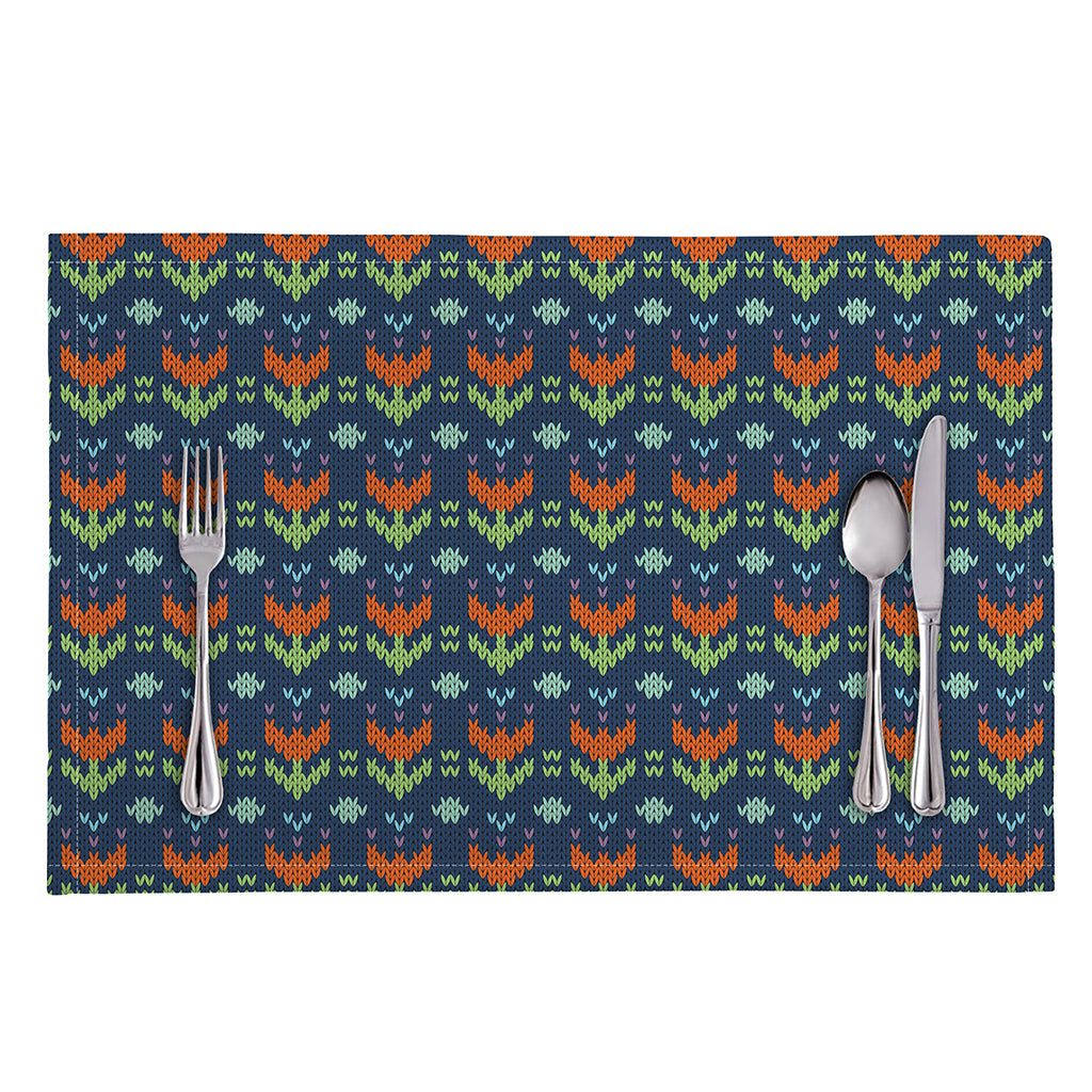 Flower Knitted Pattern Print Placemat