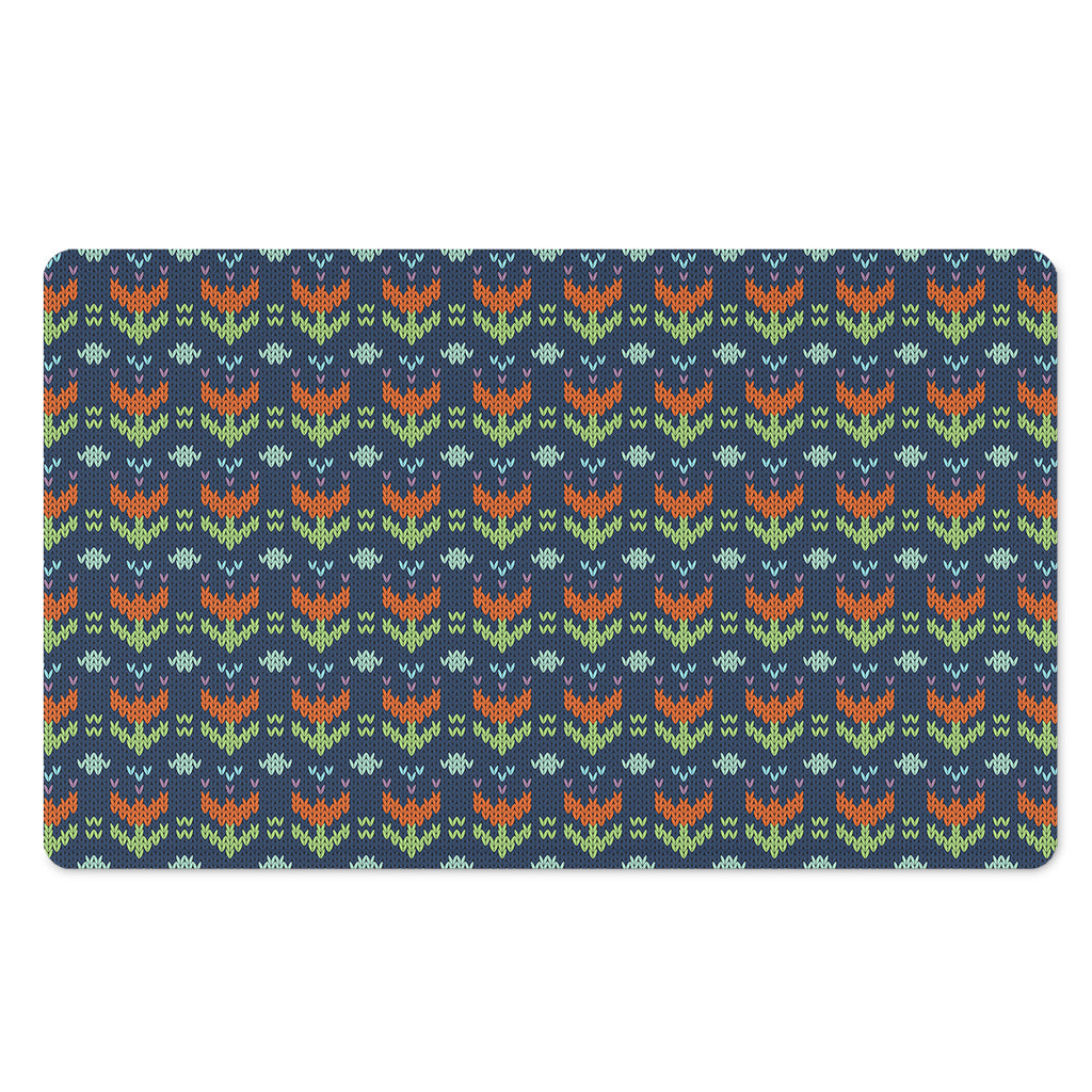 Flower Knitted Pattern Print Polyester Doormat