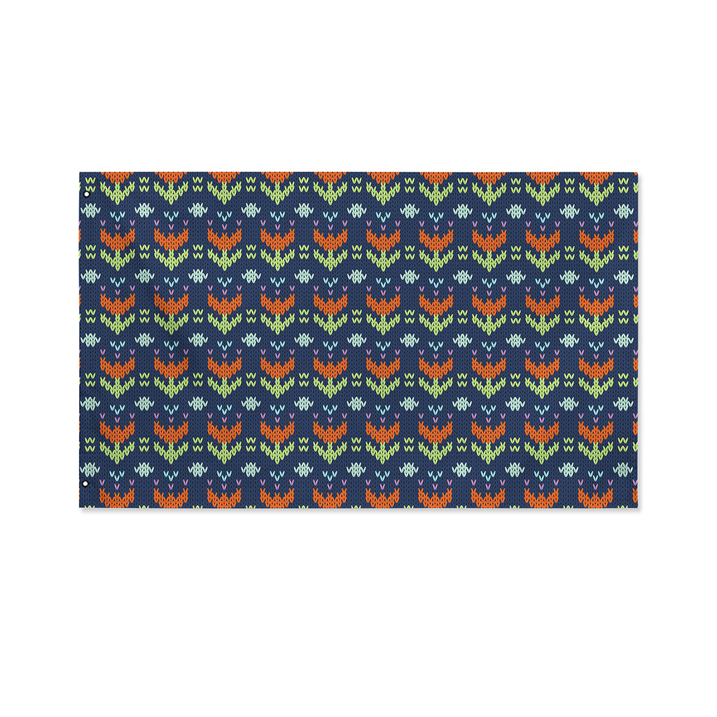 Flower Knitted Pattern Print Polyester Flag