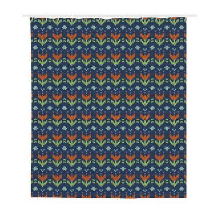 Flower Knitted Pattern Print Polyester Shower Curtain