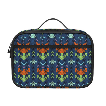 Flower Knitted Pattern Print Portable Lunch Bag