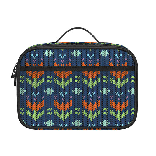 Flower Knitted Pattern Print Portable Lunch Bag