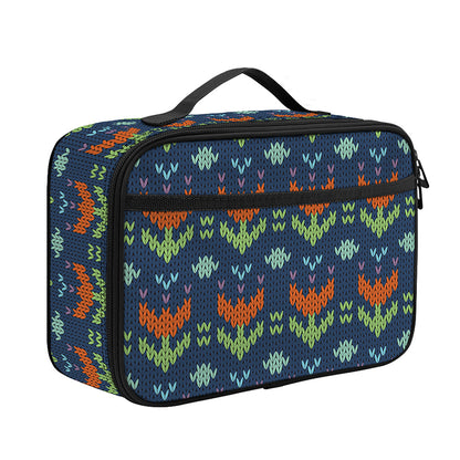 Flower Knitted Pattern Print Portable Lunch Bag
