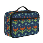 Flower Knitted Pattern Print Portable Lunch Bag