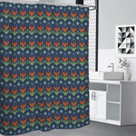 Flower Knitted Pattern Print Premium Shower Curtain