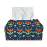 Flower Knitted Pattern Print Rectangle Tissue Box Cover