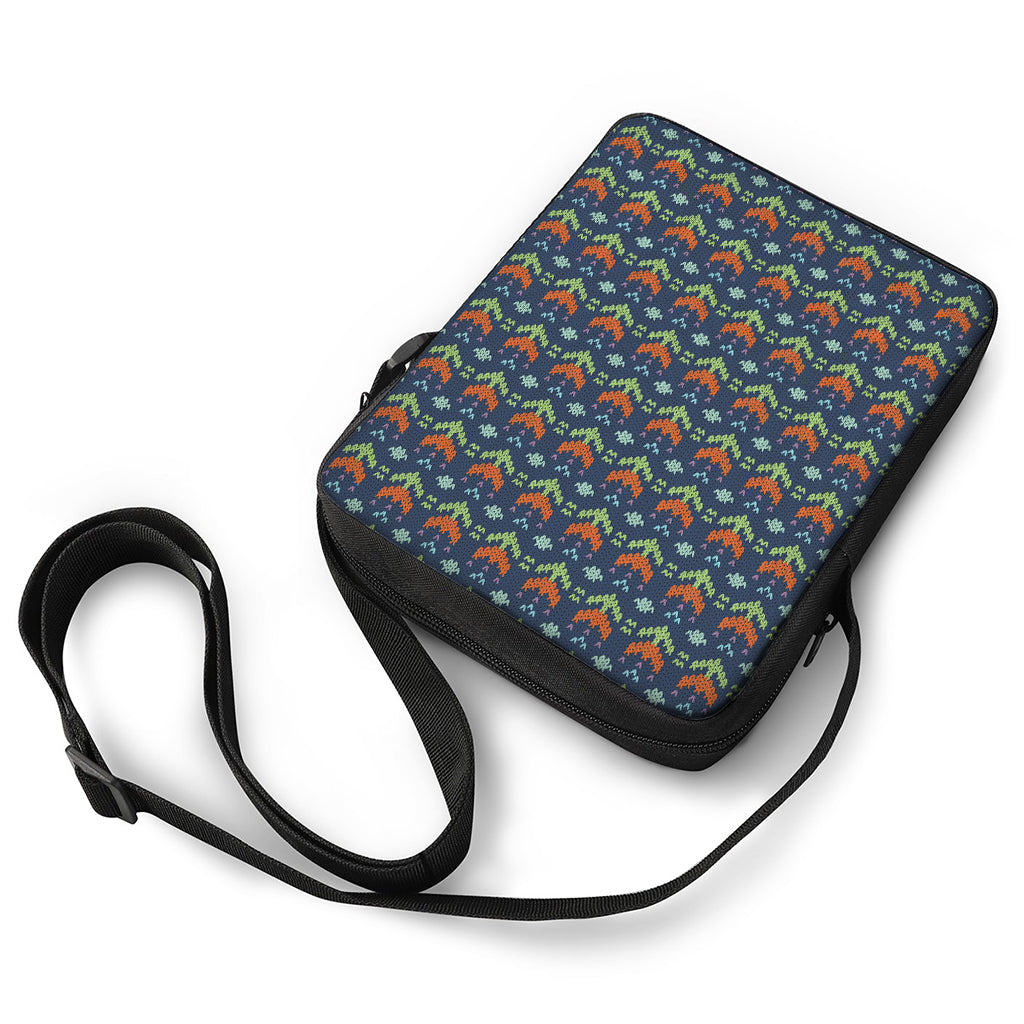 Flower Knitted Pattern Print Rectangular Crossbody Bag